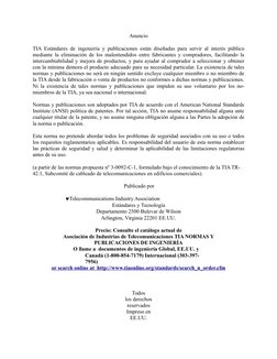 Anuncio
TIA Estándares de ingeniería y publicaciones están diseñadas para servir al interés público
mediante la eliminación d