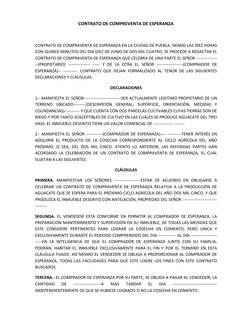 CONTRATO DE COMPREVENTA DE ESPERANZA 
 
CONTRATO DE COMPRAVENTA DE ESPERANZA EN LA CIUDAD DE PUEBLA, SIENDO LAS DIEZ HORAS 
C