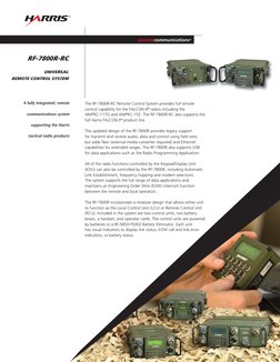 米軍実物　HARRIS REMOTE CONTROL UNIT 送料無料　② Rf-7800r-Rc Universal Remote Control System Tcm26-12078 | PDF