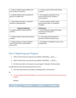 (   ) Improve athletes’ general abilities and 
their mastery of the activity 
 
(  x ) Improve basic technical skills already