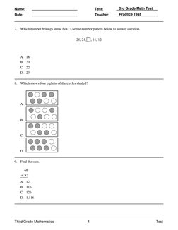 7.
Which number belongs in the box? Use the number pattern below to answer question. 
 
 
 
A. 18
B. 20
C. 22
D. 23
 
8.
Whic