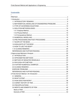 Finite Element Method with Applications in Engineering 
iii 
 
Contenido 
 i 
PREFACE .......................................