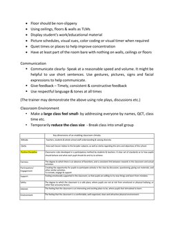  Floor should be non-slippery 
 Using ceilings, floors & walls as TLMs 
 Display student’s work/educational material 
 Pi