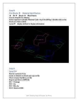 SOP: Creating Maps On Surpac by JPrimo 
Step 8:  
Ore Blocks Material Identification  
Pit Bench Blast Pattern  
Ch