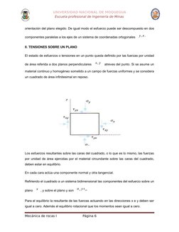 UNIVERSIDAD NACIONAL DE MOQUEGUA
Escuela profesional de Ingeniería de Minas
orientación del plano elegido. De igual modo el e