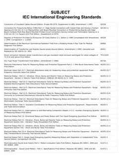 SUBJECT
IEC International Engineering Standards
Conductors of Insulated Cables-Second Edition; Errata-09/1979; Supplement A-1
