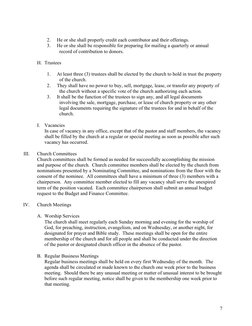 7 
2. 
He or she shall properly credit each contributor and their offerings. 
3. 
He or she shall be responsible for prepar