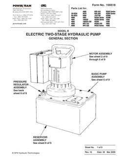 SPX Power Team Electric Pump Pump Parts Sheet | PDF | Valve | Pump