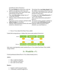 pemeliharaan jalan tol kemarin.) 
3 
She was cleaning the kitchen floor while the 
children were playing in the living room.