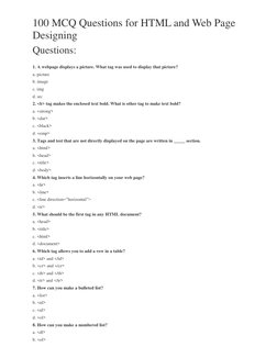HTML MCQs for Web Design Mastery | PDF | Html Element | Html