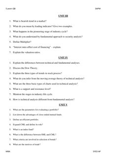 SAPM Question Bank for MBA Students | PDF | Technical Analysis ...