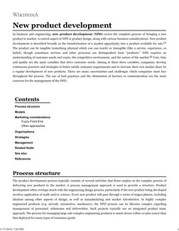 New product development
In business and engineering, new product development (NPD) covers the complete process of bringing a
