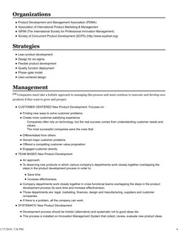 Product Development and Management Association (PDMA)
Association of International Product Marketing & Management
ISPIM (The
