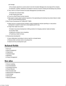 and manage
the company appoints to a senior person to be the Innovation Manager who encourage all the company
employees, supp