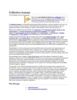 (https://en.wikipedia.org/wiki/File:Question_book-new.svg) 
Collective trauma 
From Wikipedia, the free encyclopedia 
 
This