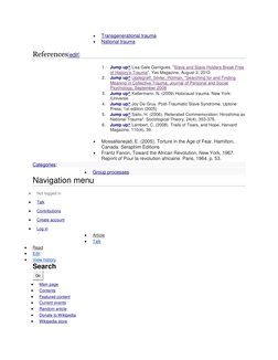  
Transgenerational trauma 
 
National trauma  (https://en.wikipedia.org/wiki/National_trauma)
References[edit] (https://en