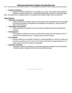 Operational Definitions of Behaviors | PDF | Profanity | Aggression