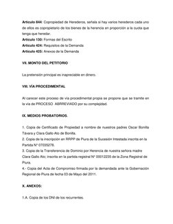 Artículo 844: Copropiedad de Herederos, señala si hay varios herederos cada uno 
de ellos es copropietario de los bienes de l