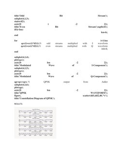title('Odd 
Bit 
Stream'); 
subplot(6,1,3); 
stairs(d2); 
axis([0 
t 
-2 
2]); 
title('Even 
Bit 
Stream');ngth(d1); 
if(k<le