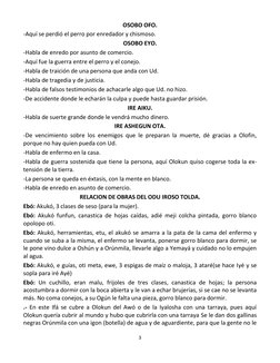 3 
 
OSOBO OFO. 
-Aquí se perdió el perro por enredador y chismoso. 
OSOBO EYO. 
-Habla de enredo por asunto de comercio. 
-A