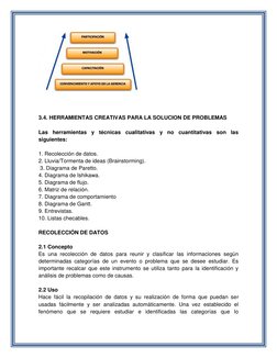 3.4. HERRAMIENTAS CREATIVAS PARA LA SOLUCION DE PROBLEMAS 
 
Las herramientas y técnicas cualitativas y no cuantitati