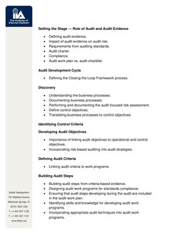 Setting the Stage — Role of Audit and Audit Evidence 
• Defining audit evidence. 
• Impact of audit evidence on audit risk.