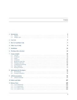 Contents
1
Introduction
3
1.1
Support . . . . . . . . . . . . . . . . . . . . . . . . . . . . . . . . . . . . . . . . . . . .