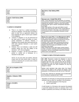 Facts: 
Rule: 
Ratio: 
 
Laperal v Solid Gomes (2005) 
Facts: 
Rule: 
Ratio: 
 
 
4. Judicial or extrajudicial 
 
● 
There is