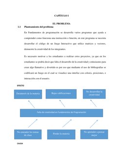 CAPÍTULO I 
EL PROBLEMA 
1.1 
Planteamiento del problema 
En Fundamentos de programación se desarrolla varios programas que a