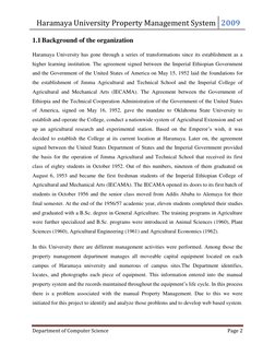 Haramaya University Property Management System 2009 
 
Department of Computer Science 
Page 2 
 
1.1 Background of the organi