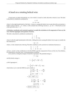 Proposed Solution by Alejandro Cárdenas-Avendaño (acardenasavendano.org)
A bead on a rotating helical wire
A bead (mass m) sl