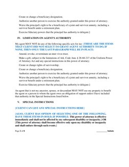 Page 2 of 8 
 
__________ Initials
 
 
 
 
 
 
 
 
 
Create or change a beneficiary designation; 
Authorize another person to