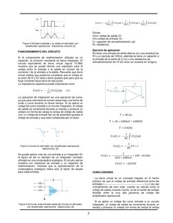 2 
 
 
 
 
 
Figura 4 Entrada cuadrada y su salida en derivador con 
amplificador operacional - Electrónica Unicrom [4] 
 
FU