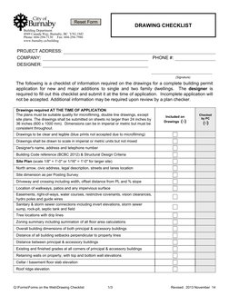 COMPANY:
DRAWING CHECKLIST
Q:\Forms\Forms on the Web\Drawing Checklist
Revised:  2013 November  14
DESIGNER:
PROJECT ADDRESS: