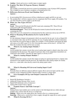 Analog :- Sends and receives variable input or output signals 
6. Explain The Role Of Eeprom Memory Module? 
Answer : 
This m