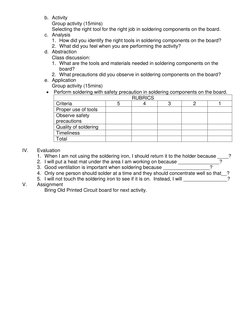 Soldering Techniques Lesson Plan | PDF | Soldering | Solder