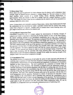7.5 Direct shear Test:
Of""t.tr"* test can be performed for both cohesion less & cohesive soil to determhe shear
strength, an
