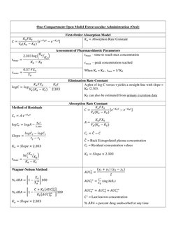 Pharmacokinetic Formulas Overview | PDF | Pharmacokinetics | Pharmaceutics