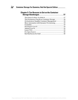 Container Storage For Dummies, Red Hat Special Edition  
iv
These materials are © 2017 John Wiley & Sons, Inc. Any disseminat