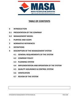 TABLE OF CONTENTS
0
INTRODUCTION  
0.1
PRESENTATION OF THE COMPANY 
0.2
MANAGEMENT MODEL 
1
PURPOSE AND SCOPE  
2
NORMATIVE