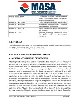OHSAS 18001: 2007 
Occupational health and safety management
system – Specification Quality management
systems - Requiremen
