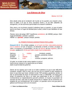 - 1 - Tema: Los Edenes de Dios 
 
Pastor William Gordillo 
 
Ministerios Ebenezer 
 
Jehová Tsidkenu  
Los Edenes de Dios