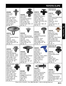 Phone: (877) 773-2276  |  Fax: (866) 299-3563  |  Visit us online @ srfast.com
30-5
30    Toyota Clips
TOYOTA CLIPS
416116
90