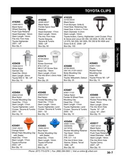 Phone: (877) 773-2276  |  Fax: (866) 299-3563  |  Visit us online @ srfast.com
30-7
30    Toyota Clips
TOYOTA CLIPS
435494
90