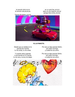 la canción del pi pi pi 
la canción del pa pa pa. 
 
Vamos de paseo, pi pi pi 
en un auto feo, pi pi pi 
pero no me importa,