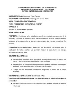 CORPORACION UNIVERSITARIA DEL CARIBE CECAR 
FACULTAD DE HUMANIDADES Y EDUCACION 
ENFASIS EN TECNOLOGIA E INFORMATICA 
 
 
DOC