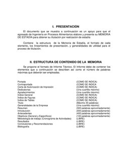 I. PRESENTACIÓN 
El documento que se muestra a continuación es un apoyo para que el 
egresado de Ingeniería en Procesos Ali