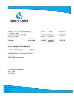 PACIENTE: ANA ISABEL JINETE SARMIENTO                                   SEXO: F             EDAD:                     30 AÑ