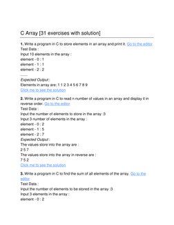 C Array (31 Exercises With Solution) : Go To The Editor | PDF | Matrix ...