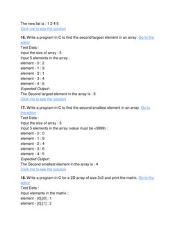 C Array (31 Exercises With Solution) : Go To The Editor | PDF | Matrix ...
